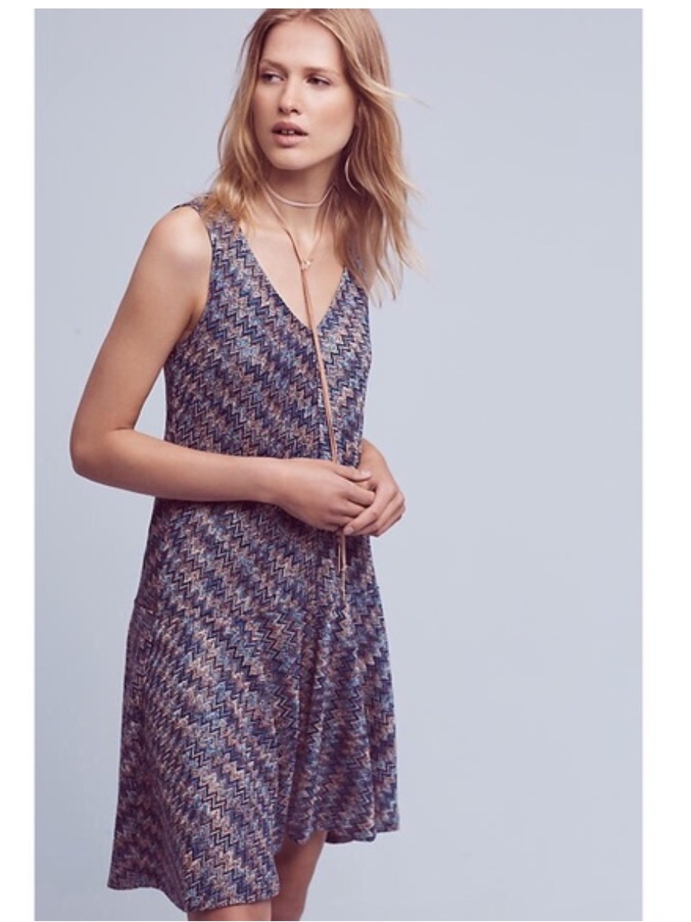 Anthropologie Maeve Westwater Chevron Knit Dress Size Large